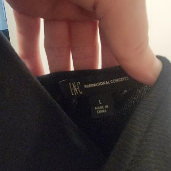 INC Black Sweater  Wrap Dress With Silver Sequined Diamond Dress L - Picture 4 of 5